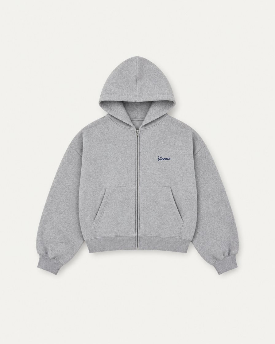 Concept image: heather grey Signé Zip Hoodie, front